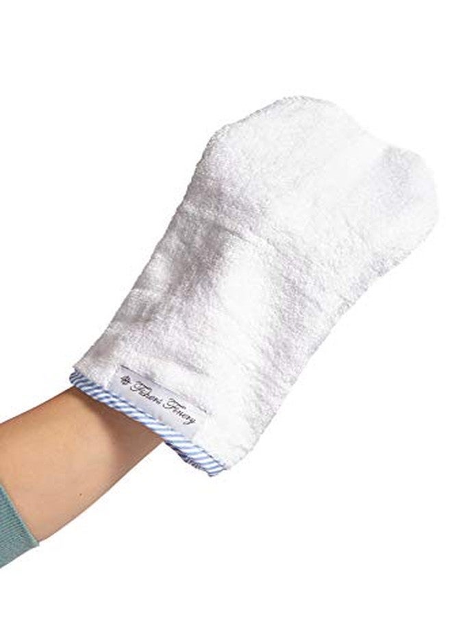 Fishers Finery Bamboo Viscose Baby Hooded Bath Towel & Washcloth Set - Unique Mitten Design (Blue) - Image 2