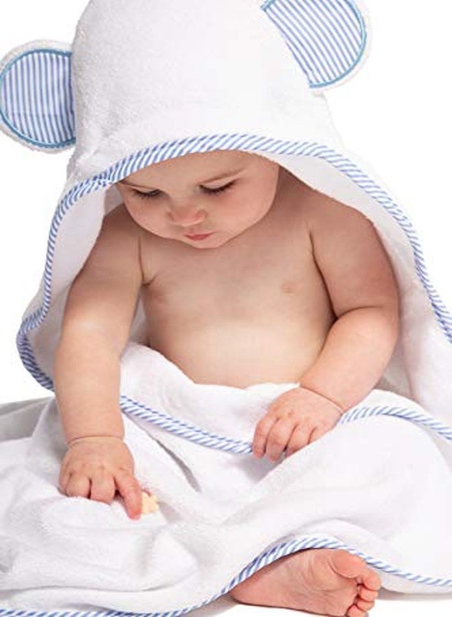 Fishers Finery Bamboo Viscose Baby Hooded Bath Towel & Washcloth Set - Unique Mitten Design (Blue) - Image 3