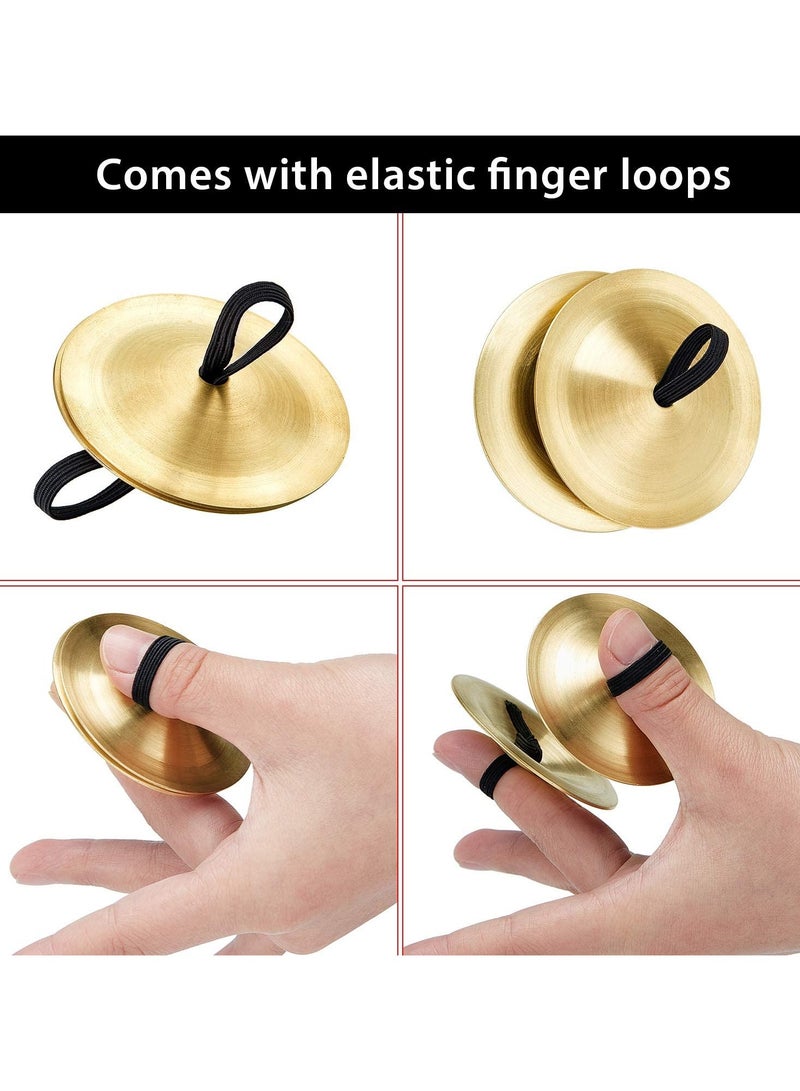 GNAFOTU 6 Pieces Finger Cymbals Belly Dancing Finger Dance Finger Zills Gold Silver Dance Finger Musical Instrument for Dancer Ball Party - Image 2