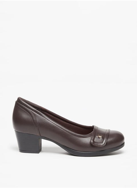 Womens Solid Slip-On Shoes With Block Heels