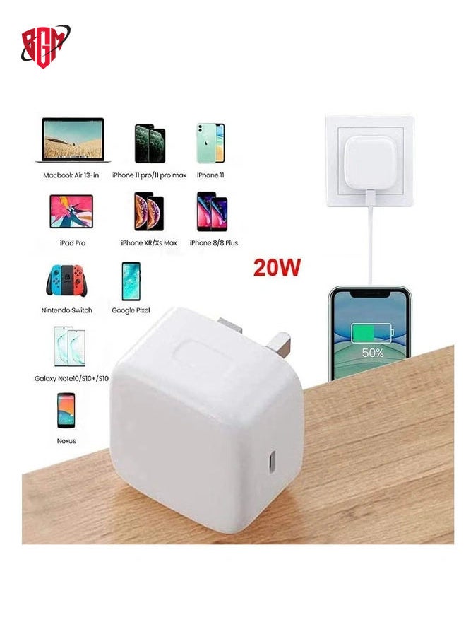 BGM - USB C Plug, 20W USB C Fast Charger Plug, PD 3.0 Type C Charger Plug Compatible With iPhone 14/14 Pro/14 Pro Max/14 Plus/13/13 Pro/13 Pro Max/12/11/XR/XS/X/8/7/iPad Air AirPods, Galaxy S22/S21, Pixel - Image 1