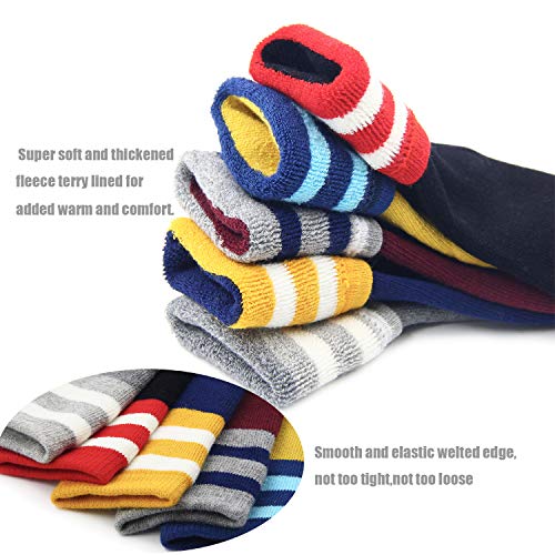 HowJoJo Big Boys Thick Cotton Socks Kids Winter Warm Thermal Crew Seamless Socks 5 Pack 8T/9T/10T - Image 4