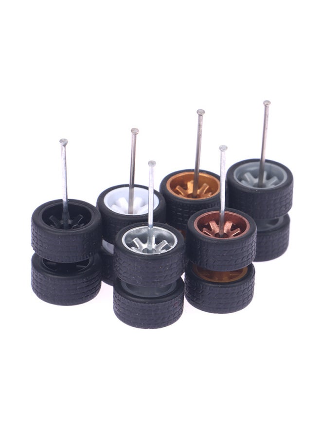Hot Sale 1:64 Basic Alloy Car Model Modified Wheel Hub Remote Control Car Modified Rubber Tire-Color:Electroplated Silver Tree Branch