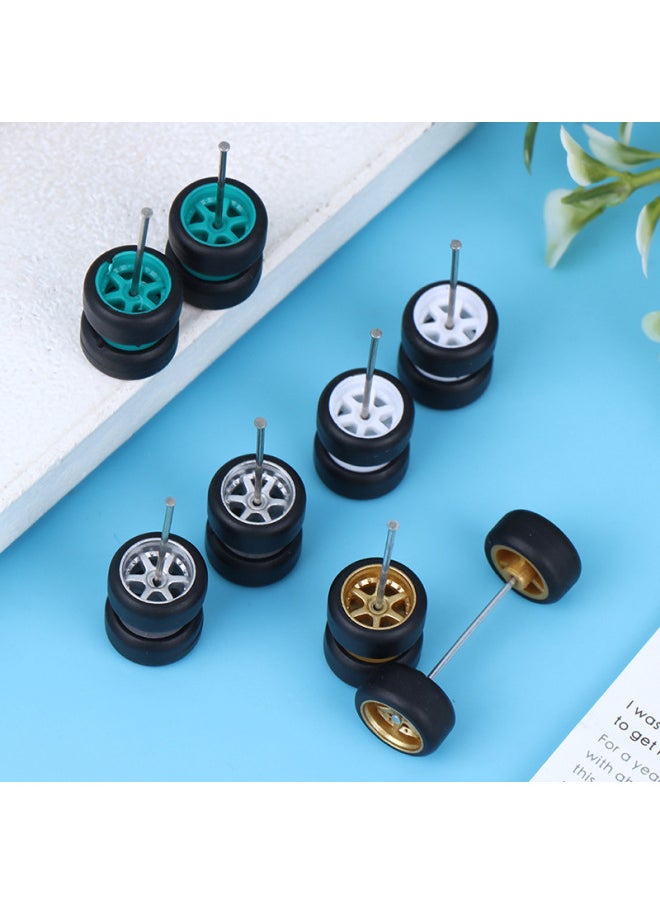 Hot Sale 1:64 Basic Alloy Car Model Modified Wheel Hub Remote Control Car Modified Rubber Tire-Color:Electroplated Silver Tree Branch