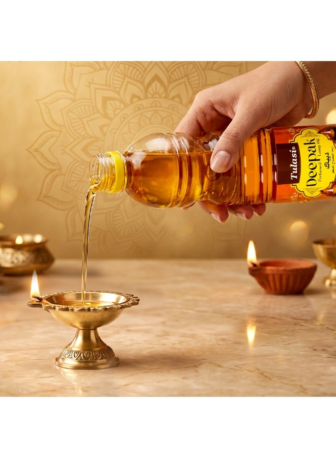 Tulasi Deepak Lamp Oil Puja Oil for Diya Lighting, Prayer & Religious Use, 450ml - Image 4