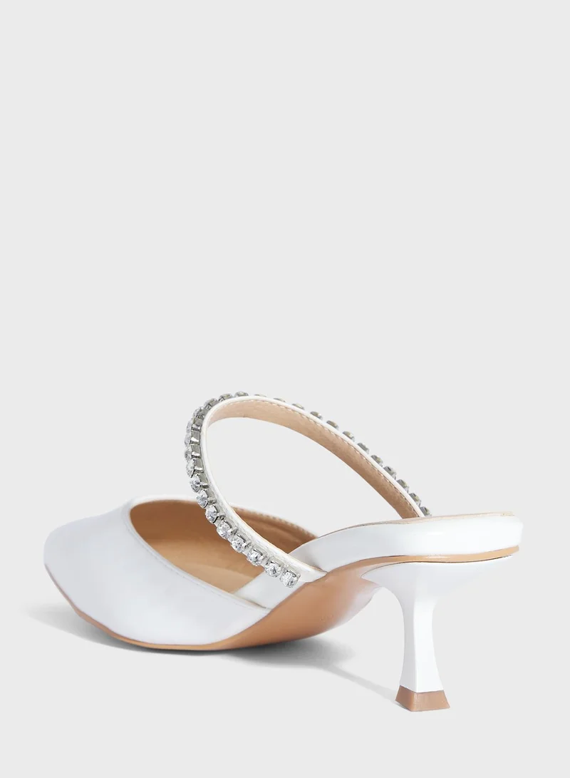 Ella Limited Edition Low Heel Diamante Strap Mule