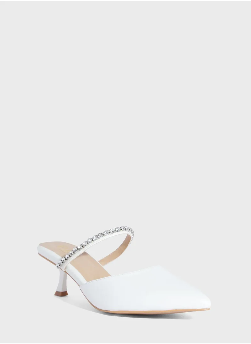 Ella Limited Edition Low Heel Diamante Strap Mule