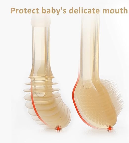Lupro 2 in 1 Silicone Baby Oral Brush with Soft Tongue Cleaner for Toddler Teeth Cleaning Care Under 0 - 24 Months Babies (Pack of 1) - Image 4