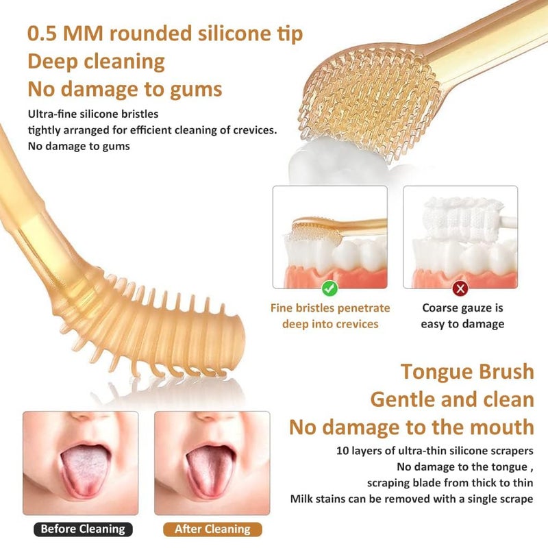 Lupro 2 in 1 Silicone Baby Oral Brush with Soft Tongue Cleaner for Toddler Teeth Cleaning Care Under 0 - 24 Months Babies (Pack of 1) - Image 2