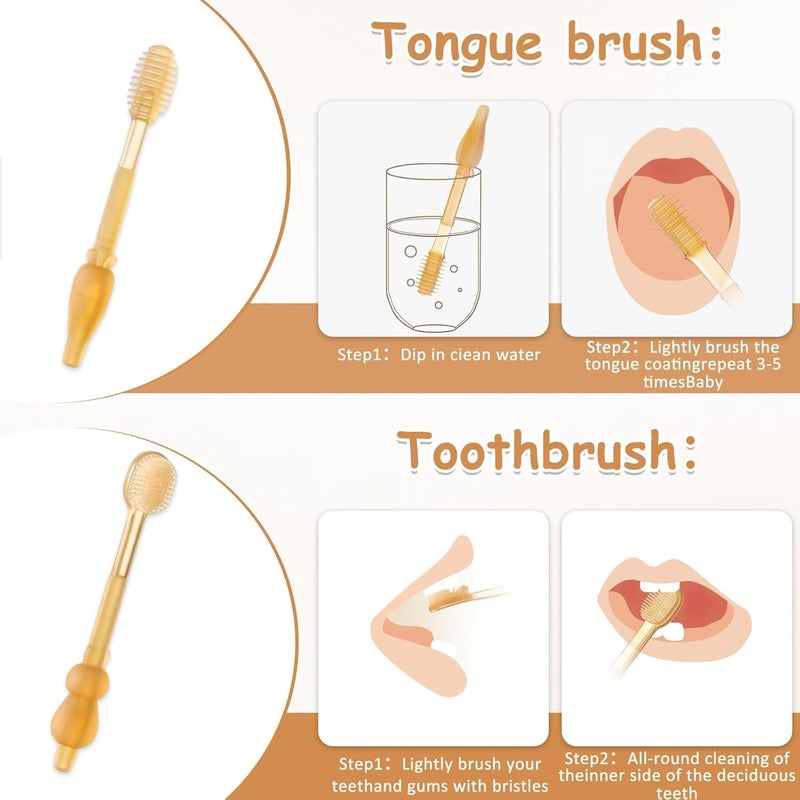 Lupro 2 in 1 Silicone Baby Oral Brush with Soft Tongue Cleaner for Toddler Teeth Cleaning Care Under 0 - 24 Months Babies (Pack of 1) - Image 3