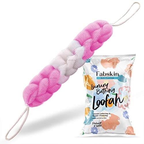 Fabskin Luxury Back Scrubber Loofah Belt for Bathing For Men and Women - Strechable 9 Knots Bath Sponge (PINK) - Image 1