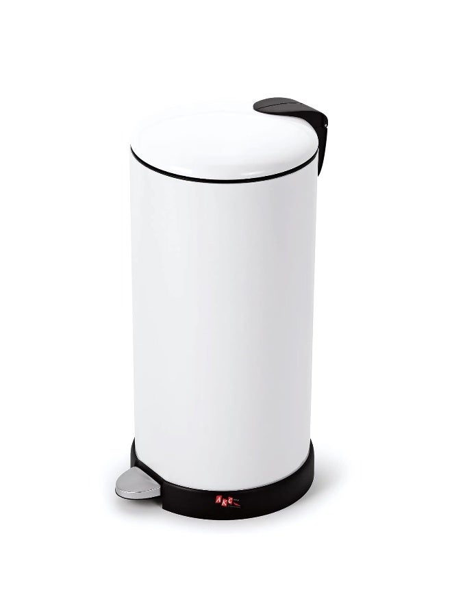 AKC 12L Stainless Steel Pedal Trash Can – Modern White Powder-Coated Waste Bin with Slow-Close Lid, Durable & Easy to Clean for Kitchen & Office  - Image 1
