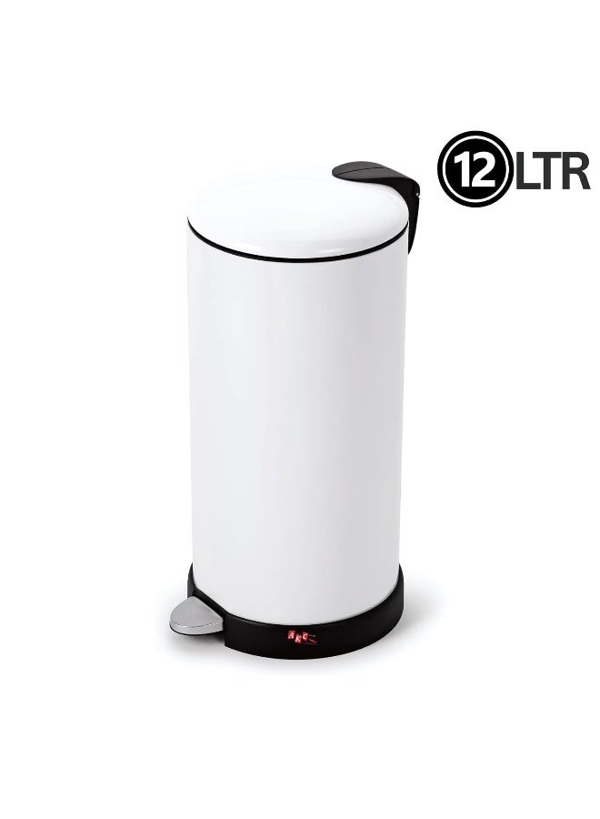 AKC 12L Stainless Steel Pedal Trash Can – Modern White Powder-Coated Waste Bin with Slow-Close Lid, Durable & Easy to Clean for Kitchen & Office  - Image 2
