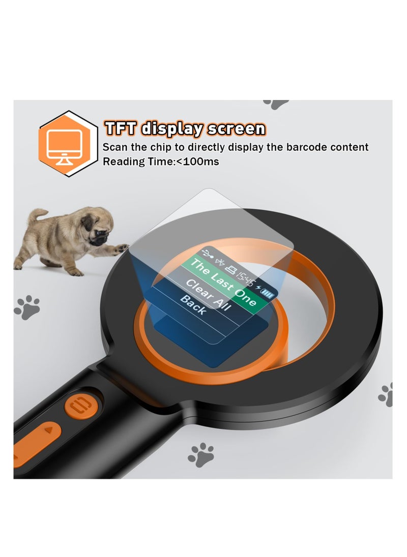 Excefore - Pet Microchip Scanner, RFID EMID Micro Chip Reader Scanner, 134.2kHz 125kHz 15 Digits Pet Chip ID Scanner, with 1.44IN TFT Display & Delete History Data Function, for Dog/Pet/Cat/Pig/Animal - Image 1