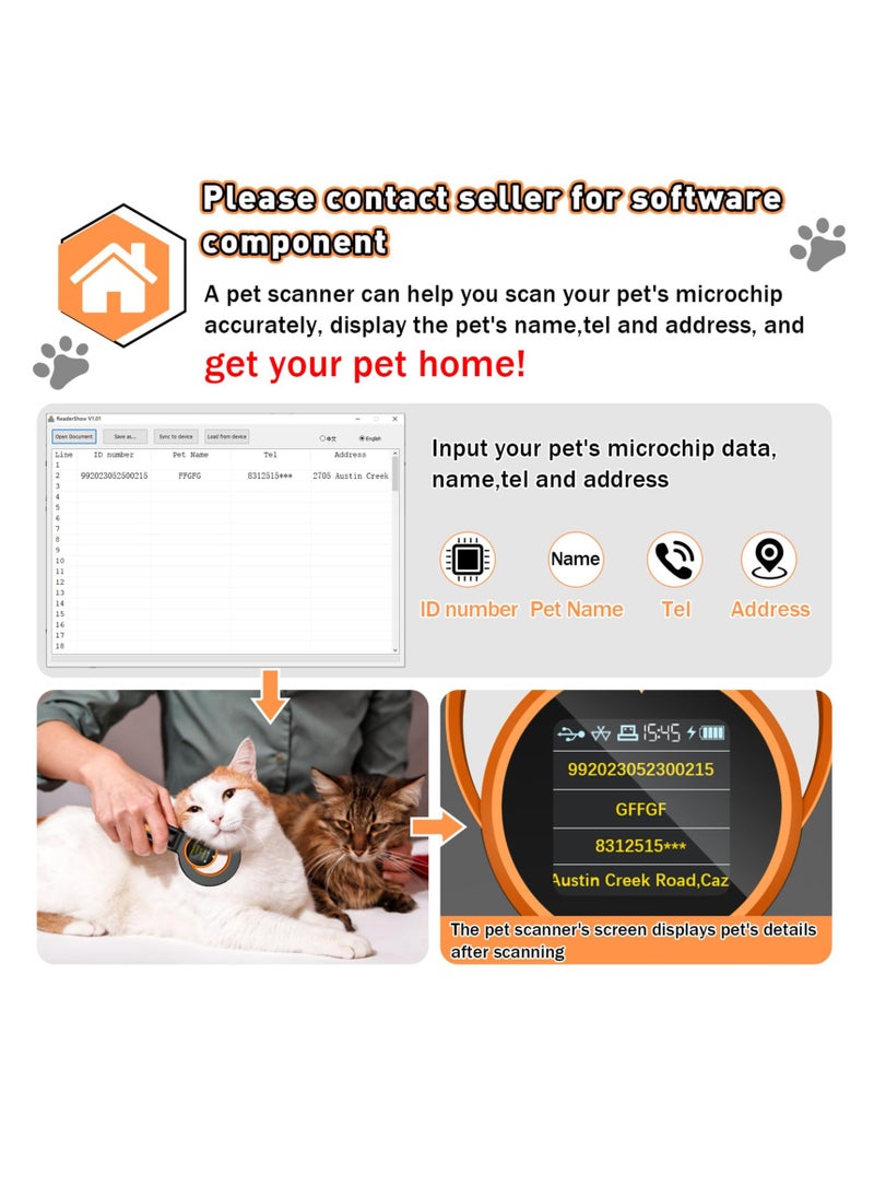 Excefore - Pet Microchip Scanner, RFID EMID Micro Chip Reader Scanner, 134.2kHz 125kHz 15 Digits Pet Chip ID Scanner, with 1.44IN TFT Display & Delete History Data Function, for Dog/Pet/Cat/Pig/Animal - Image 1