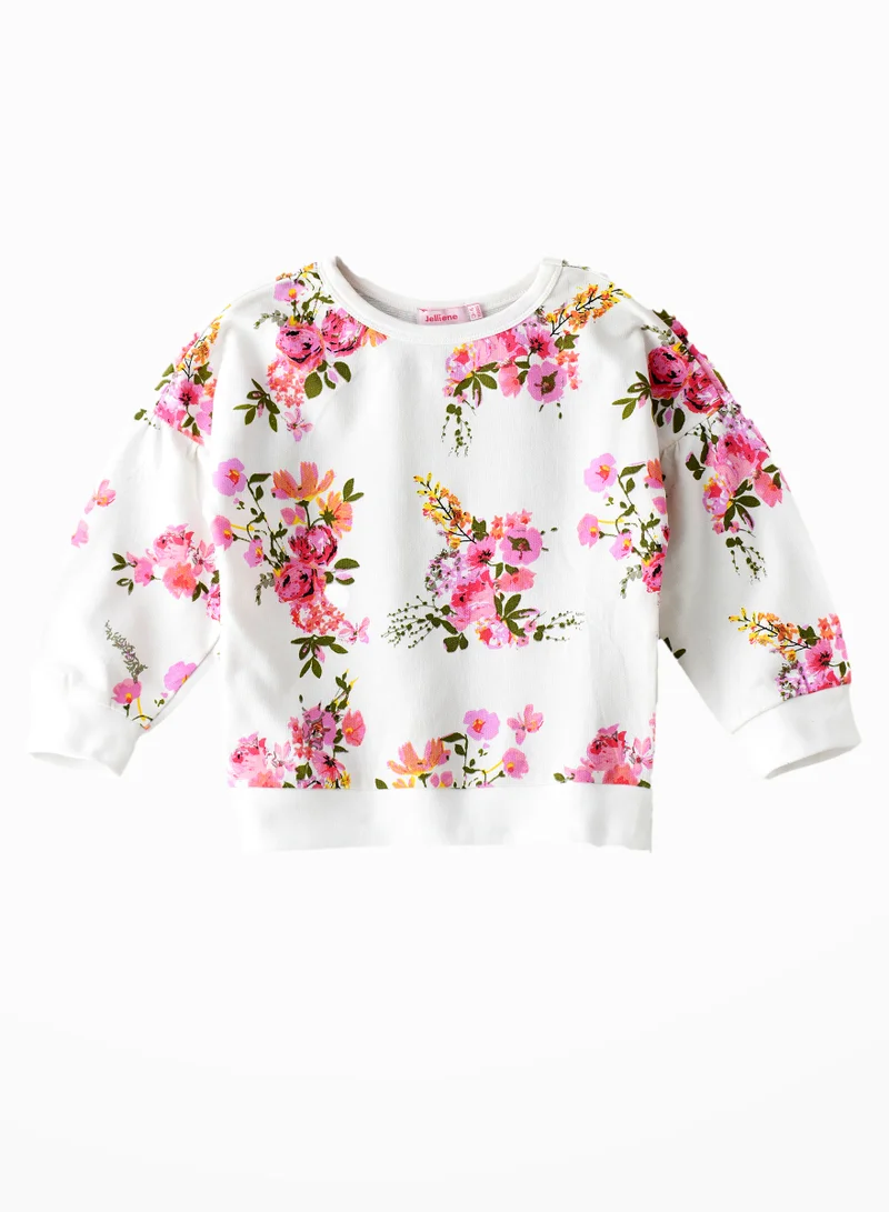 جيلين L/S Aop Knit Sweatshirt With Ribs At Hem And Sleeve