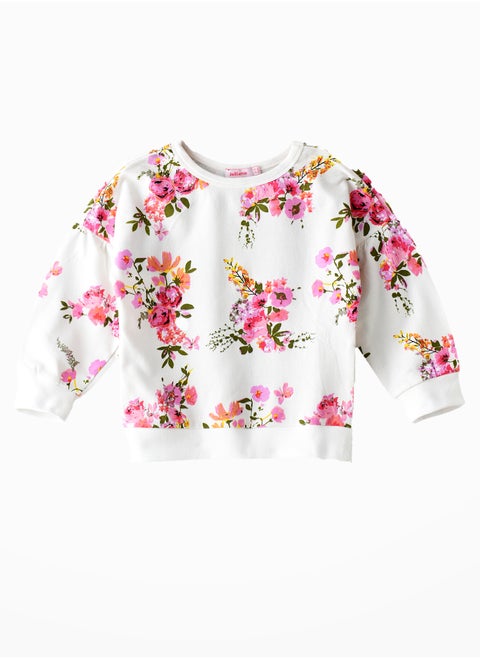 L/S Aop Knit Sweatshirt With Ribs At Hem And Sleeve