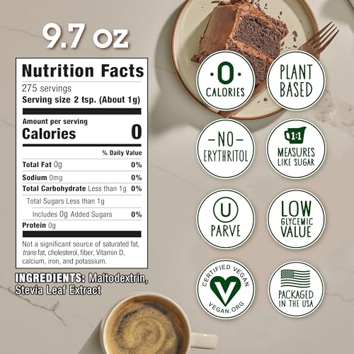 IN THE RAW Stevia In The Raw Bakers Bag, Plant Based Zero Calorie Sweetener, No Added Flavors or erythritol, Sugar-free Sugar Substitute for Baking, Suitable For Diabetics, Vegan, Gluten-Free, 9.7Oz Bag (Pack of 1) - Image 4