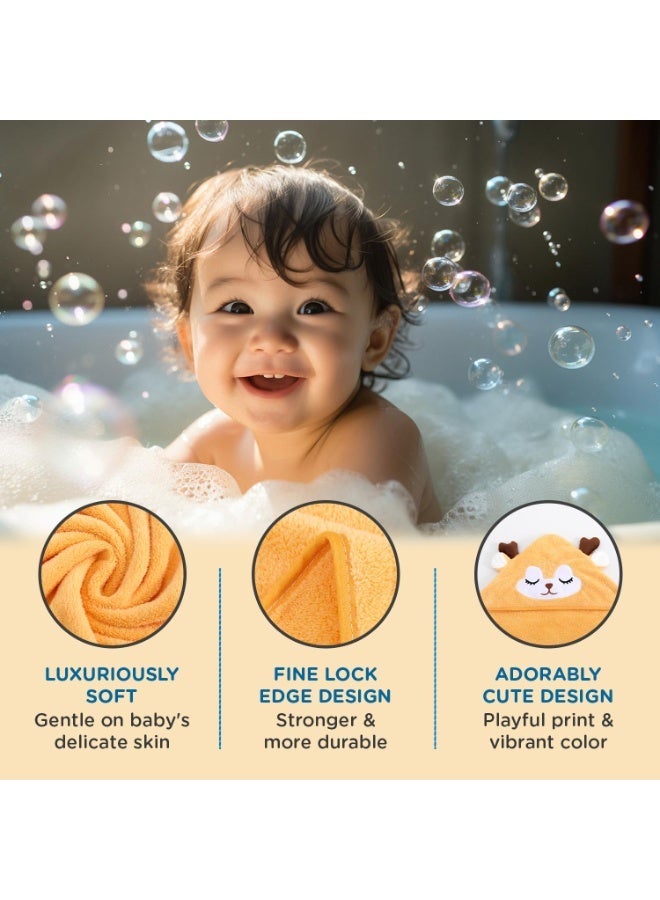 Mee Mee Hooded Baby Bath Towel for New Born | Wash Cloth, Quick Absorbent, Can be Used for Baby Swaddling, Extra Soft Cotton Towels for Kids/Toddlers/Infants/Babies, Pack of 1, (Orange Sheep) - Image 2
