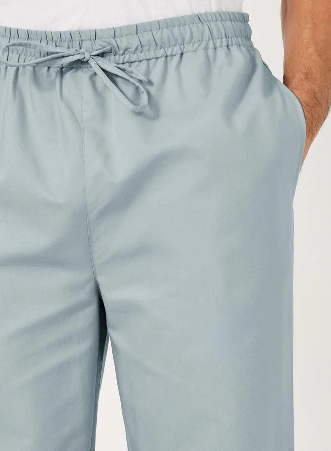 Styli Solid Woven Straight Pyjama with Drawstring