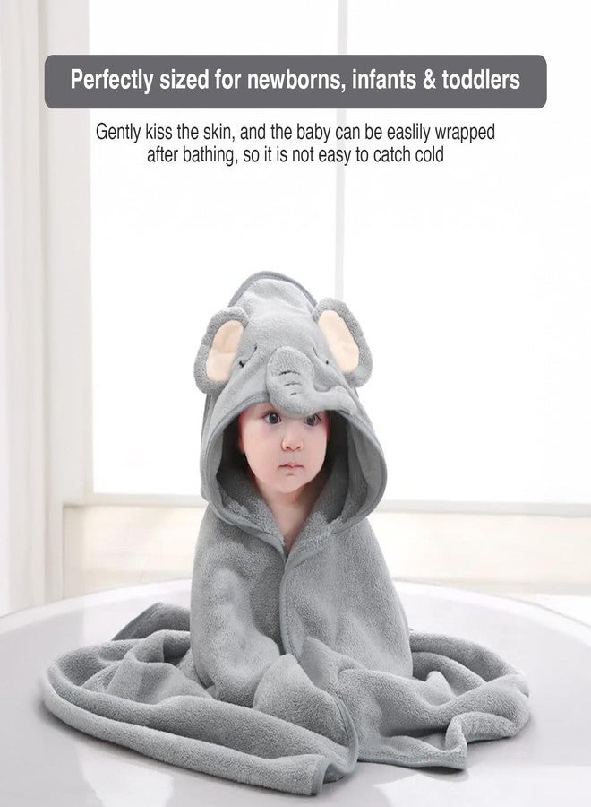 ZIKKU Ultra-Soft Baby Hooded Bath Towel | Cute Animal Design | Super Absorbent | Newborn to Toddler | Quick Dry & Gentle on Skin (Grey Elephant) - Image 4