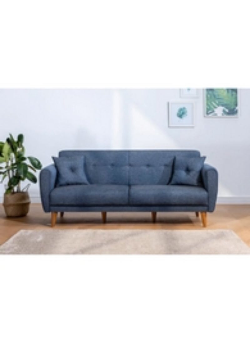 Homzmart Swedish Wood and Linen 2-Seater Sofa - Blue  - Image 2