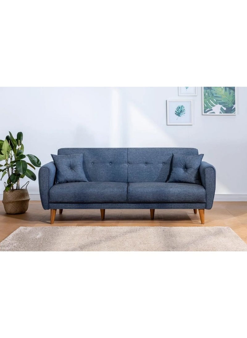 Homzmart Swedish Wood and Linen 2-Seater Sofa - Blue  - Image 1