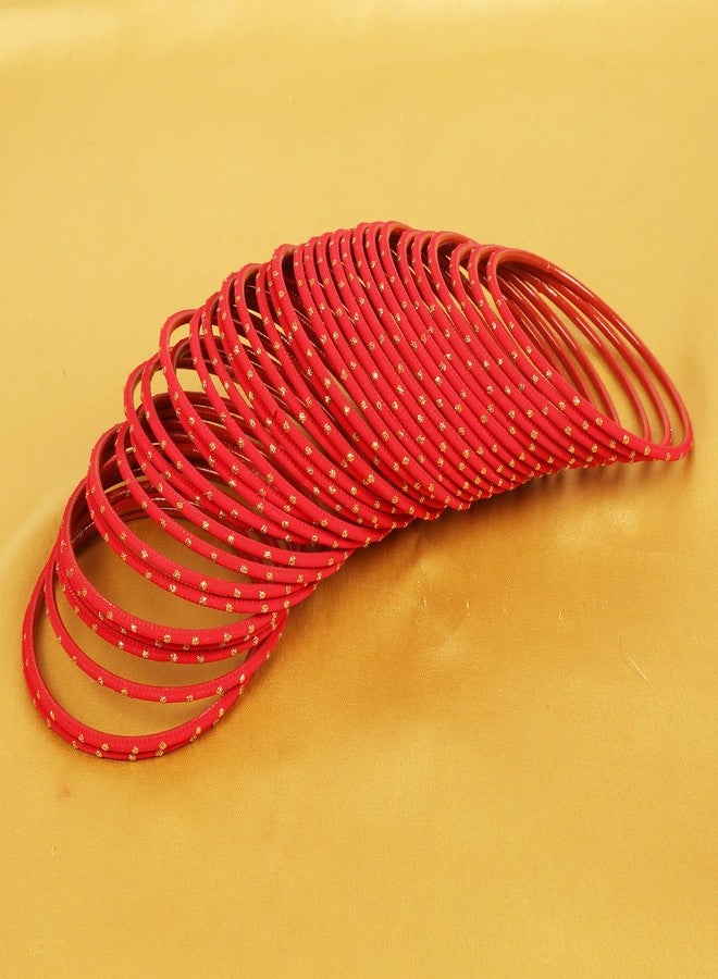 Touchstone Colorful Bangle Collection Indian Bollywood Alloy Metal Red Golden Glaze Wrist Enhancing Designer Jewelry Bangle Bracelets. Set of 36 For Women - Image 3