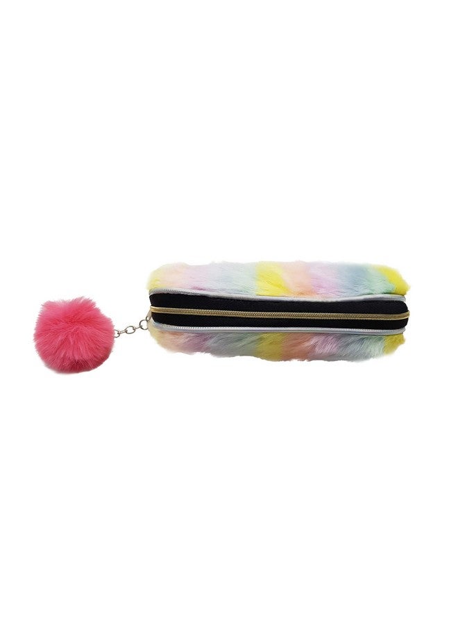 Vritraz Vritraz Pen Pencil Box Case for School Kids and Students, Cute Fur Soft Toy Pouch Storage Organizer Semi LightMulti  - Image 2