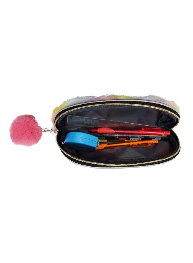 Vritraz Vritraz Pen Pencil Box Case for School Kids and Students, Cute Fur Soft Toy Pouch Storage Organizer Semi LightMulti  - Image 5