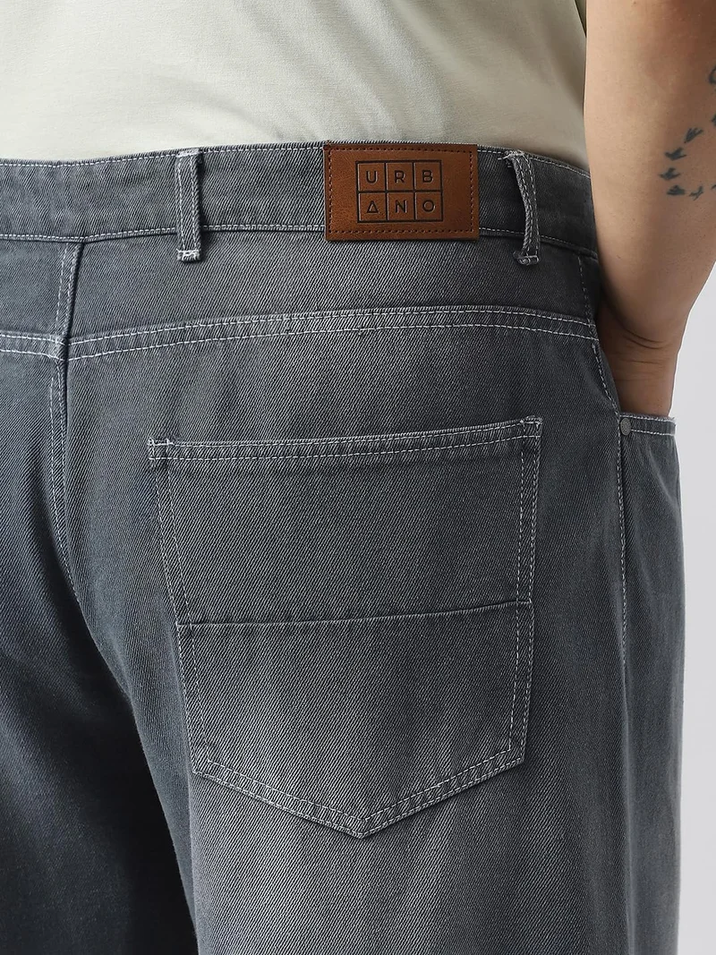 Urbano Fashion  Urbano Plus Men's Grey Loose Baggy Fit Washed Jeans Non-Stretchable  | Best Price UAE