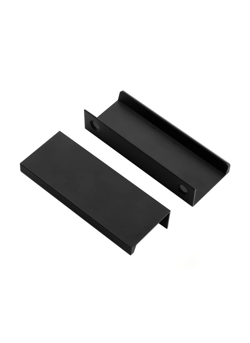 SYOSI 6 Pack Black Cabinet Finger Pulls, Finger Tab Handles 80mm/3.15" Length Edge Pulls Modern Drawer Pulls Minimalist Finger Pulls Matte Black Edge Handles for Kitchen Drawer Finger Edge Pull Tab Handle  - Image 1