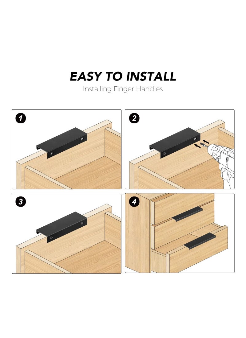 SYOSI 6 Pack Black Cabinet Finger Pulls, Finger Tab Handles 80mm/3.15" Length Edge Pulls Modern Drawer Pulls Minimalist Finger Pulls Matte Black Edge Handles for Kitchen Drawer Finger Edge Pull Tab Handle  - Image 3