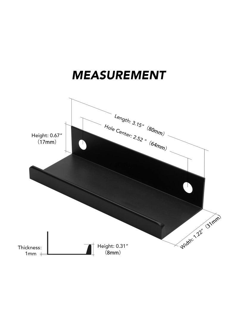 SYOSI 6 Pack Black Cabinet Finger Pulls, Finger Tab Handles 80mm/3.15" Length Edge Pulls Modern Drawer Pulls Minimalist Finger Pulls Matte Black Edge Handles for Kitchen Drawer Finger Edge Pull Tab Handle  - Image 5