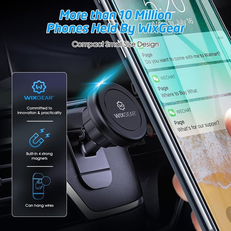 ويزجير حامل الهاتف المغناطيسي للسيارة من WixGear [حزمة من قطعتين] - حامل عالمي لاصق للوحة القيادة مع تقنية الإزالة السريعة - Image 4
