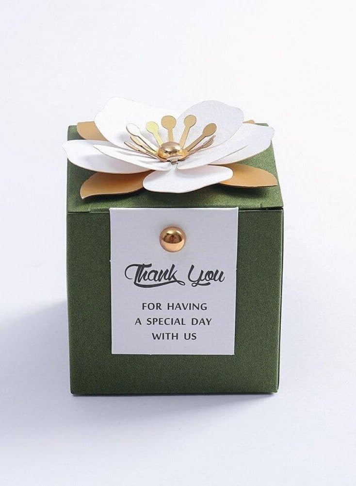 Captaintech Elegant Green Wedding Party Favor Boxes, 20 Pcs Candy Boxes with Gold Ribbons for Bridal Shower Baby Shower Birthday Celebration - Image 5