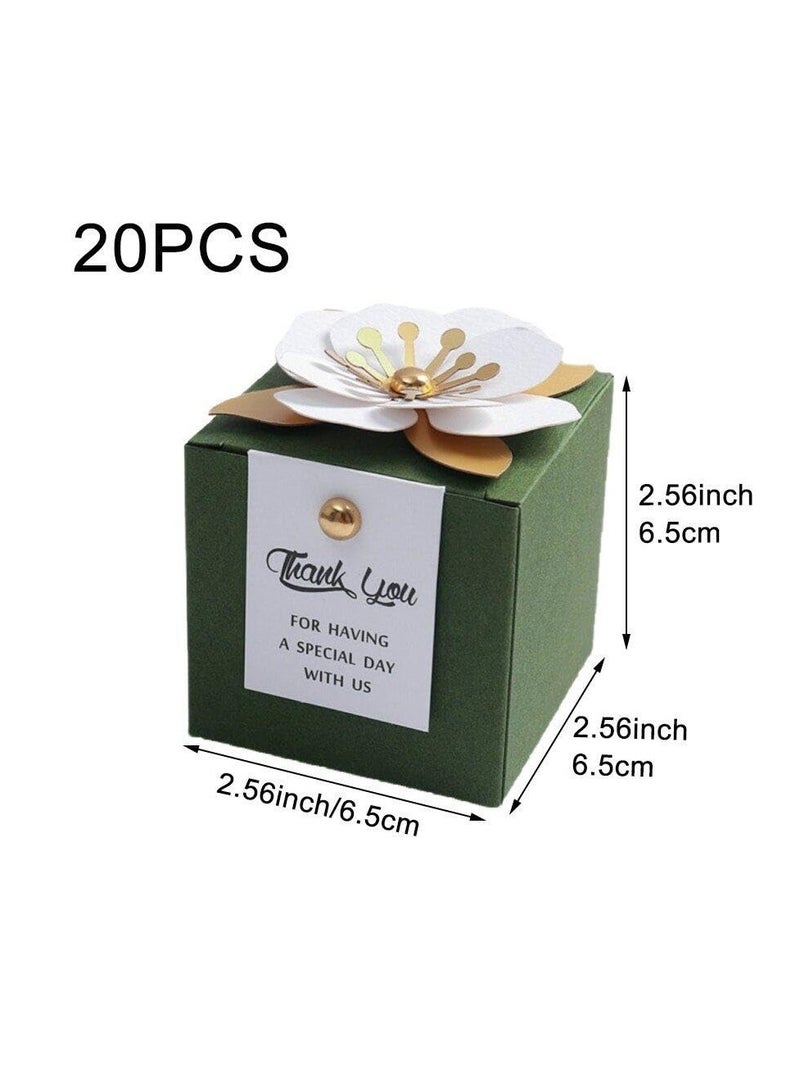 Captaintech Elegant Green Wedding Party Favor Boxes, 20 Pcs Candy Boxes with Gold Ribbons for Bridal Shower Baby Shower Birthday Celebration - Image 4