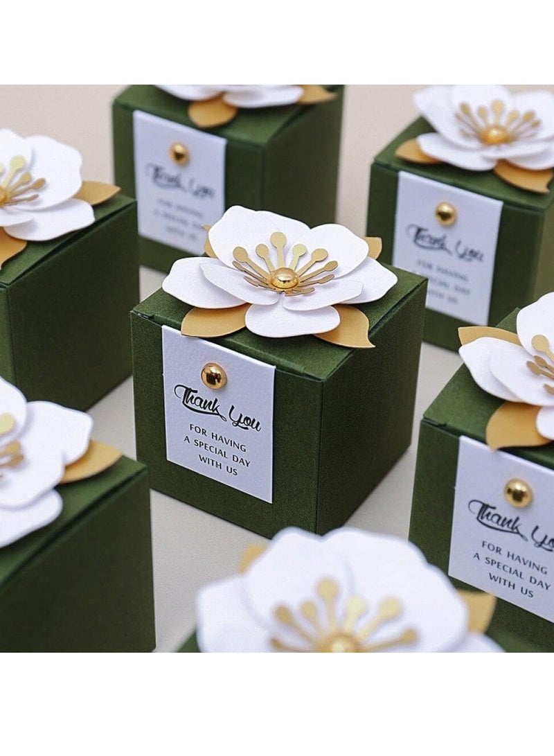 Captaintech Elegant Green Wedding Party Favor Boxes, 20 Pcs Candy Boxes with Gold Ribbons for Bridal Shower Baby Shower Birthday Celebration - Image 2