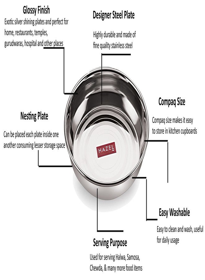 هايزل طقم أطباق هازل من الفولاذ المقاوم للصدأ لتقديم الحلاوة | أطباق فولاذية صغيرة للوجبات الخفيفة | أطباق إفطار، 200 مل، طقم من 4 قطع - Image 3