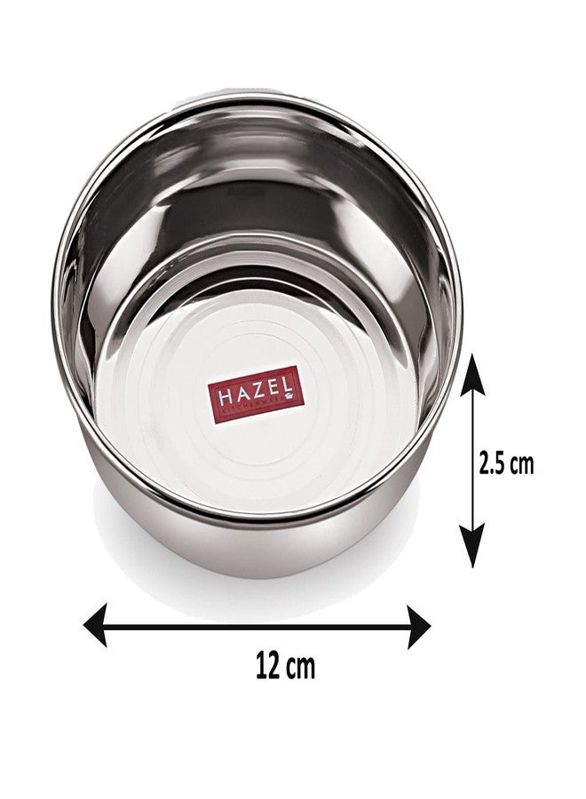هايزل طقم أطباق هازل من الفولاذ المقاوم للصدأ لتقديم الحلاوة | أطباق فولاذية صغيرة للوجبات الخفيفة | أطباق إفطار، 200 مل، طقم من 4 قطع - Image 4