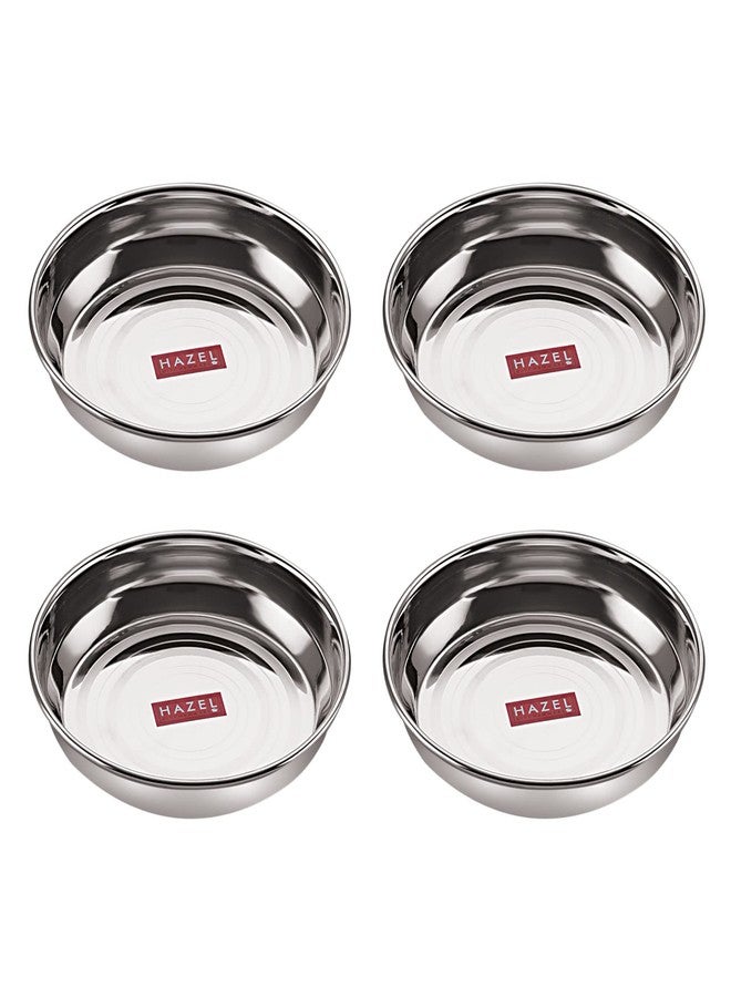 هايزل طقم أطباق هازل من الفولاذ المقاوم للصدأ لتقديم الحلاوة | أطباق فولاذية صغيرة للوجبات الخفيفة | أطباق إفطار، 200 مل، طقم من 4 قطع - Image 1