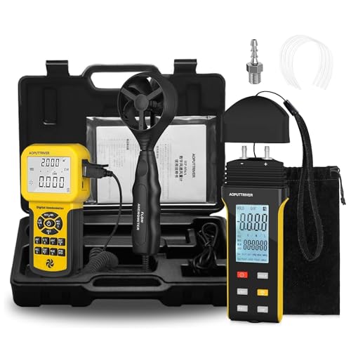 AOPUTTRIVER AP-846A CFM Anemometer Air Flow Meter with HVAC Manometer Digital Gas Pressure Meter AP-189A Manometer HVAC (2Packs) - Image 1