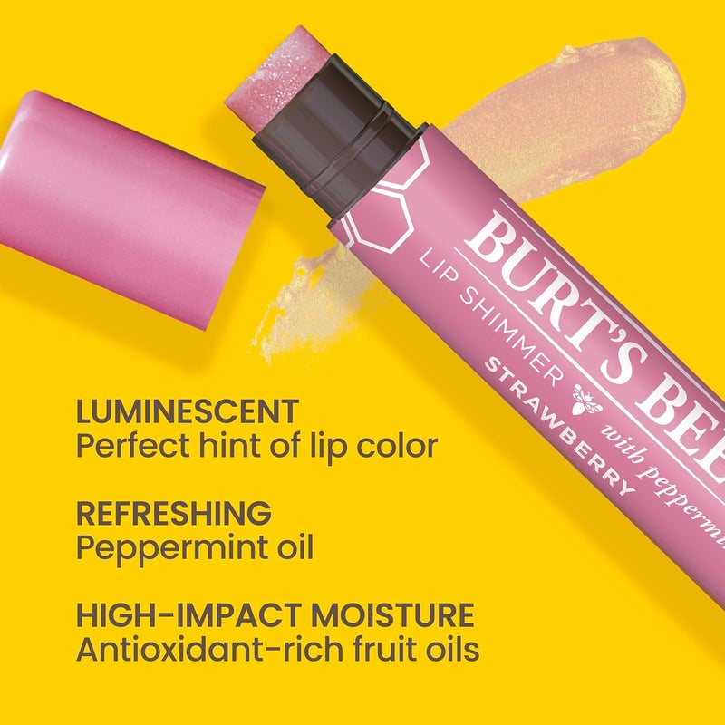 Burt's Bees Lip Shimmer in Strawberry - 0.09 oz Stick for Women - Image 2
