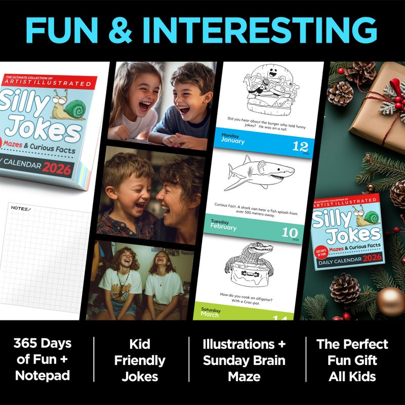 OFFBEAT Silly Jokes Daily Desk Calendar 2026 - Unique Fun Gift For Kids and Adults - 365 Jokes & Curious Facts, Educational, Fun Stocking Stuffers, Desk or Wall Calendar, Boys & Girls Lunchbox notes - Image 2