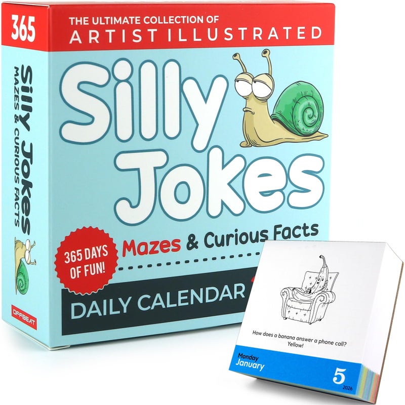 OFFBEAT Silly Jokes Daily Desk Calendar 2026 - Unique Fun Gift For Kids and Adults - 365 Jokes & Curious Facts, Educational, Fun Stocking Stuffers, Desk or Wall Calendar, Boys & Girls Lunchbox notes - Image 1