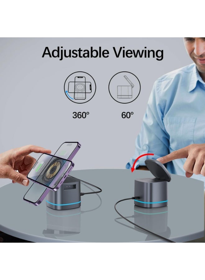 MUNTAQI 3-in-1 Charging Station for iPhone, Apple Watch & AirPods – Fast Wireless Charger Stand, Compact and Space-Saving Design, Foldable Charging Dock for Desk or Nightstand, Universal Compatibility - Image 3