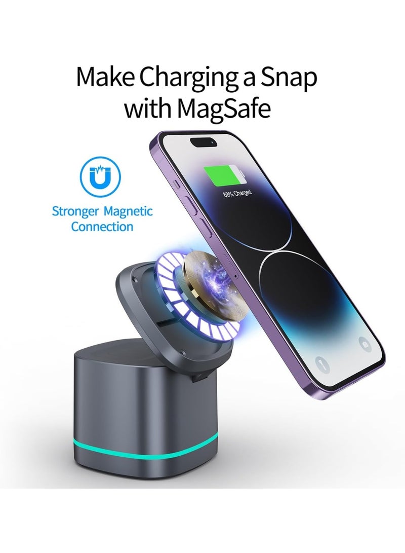 MUNTAQI 3-in-1 Charging Station for iPhone, Apple Watch & AirPods – Fast Wireless Charger Stand, Compact and Space-Saving Design, Foldable Charging Dock for Desk or Nightstand, Universal Compatibility - Image 2