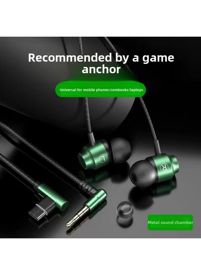 Metal Magnetic In-ear Wired Headset Hd Sound Quality Wire Control Type_c E-sports Game Mobile Phone Headset Factory-Color:Green TC Flat Head-bag  - Image 2