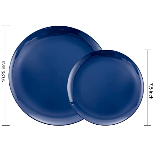 PULOTE 100PCS Blue Plastic Plates Heavy Duty Navy Blue Disposable Include 50PCS 1025inch Dinner 50PCS 75 inch DessertSalad Plates Ideal for Party Labor Day - Image 5