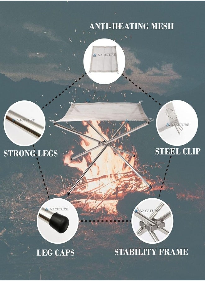 nubite - Portable Outdoor Fire Pit 16.5 Inch Upgrade Foldable Stainless Steel Mesh Fire Pit Wood Burning, Collapsible Fireplace Space Saving Perfect for Camping, Backyard, Patio, Garden,Outdoor Gift(Carrying Bag Included) - Image 1